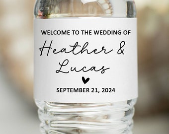 Wedding Welcome Wedding Water Bottle Labels, Personalized Water Bottle Labels, Welcome Bag Stickers, Minimalist Labels