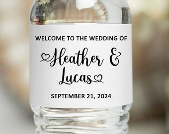 Wedding Water Bottle Labels, Personalized Welcome Wedding Water Bottle Labels, Welcome Bag Stickers, Minimalist Labels