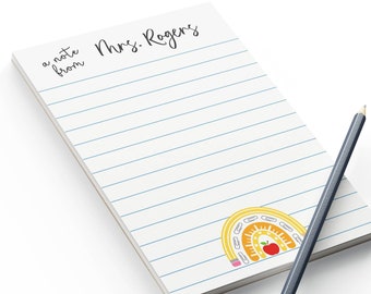 Personalized Teacher Notepad, Custom Teacher Notepad, Teacher Appreciation Gift, Teacher Stationery, Teacher Gift - Pencil Rainbow