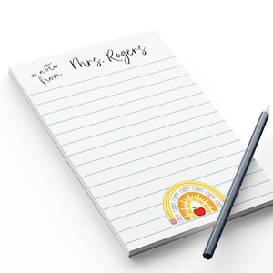 Personalized Teacher Notepad, Custom Teacher Notepad, Teacher Appreciation Gift, Teacher Stationery, Teacher Gift - Pencil Rainbow