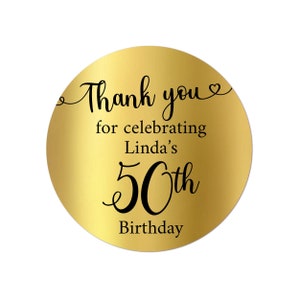 Personalized Birthday Party Favor Stickers, Gold Foil Birthday Labels, Birthday Labels for Favor Bags, Custom Birthday Party Favor Labels