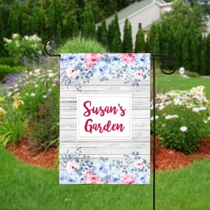 Personalized Garden Flag, Welcome Flag, Yard Flag, Watercolor Floral Garden Flags, House Flag, Garden Decor, Yard Decor
