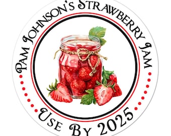 Personalized Canning Labels, Strawberry Jelly, Jam Mason Jar Stickers, Canning Jar Stickers, Custom Mason Jar Label
