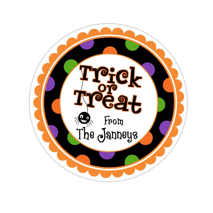 Personalized Halloween Stickers Colorful Trick Or Treat | Etsy