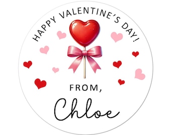 Personalized Valentine's Day Stickers, Custom Party Favor Labels - Choose Your Icon