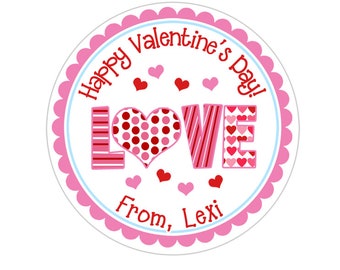 Valentines Day Stickers, Personalized Love Valentines Stickers, Valentine Labels,  Valentines Day Favor Stickers