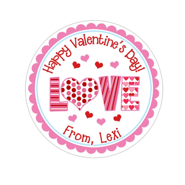 Valentines Day Stickers, Personalized Love Valentines Stickers, Valentine Labels,  Valentines Day Favor Stickers