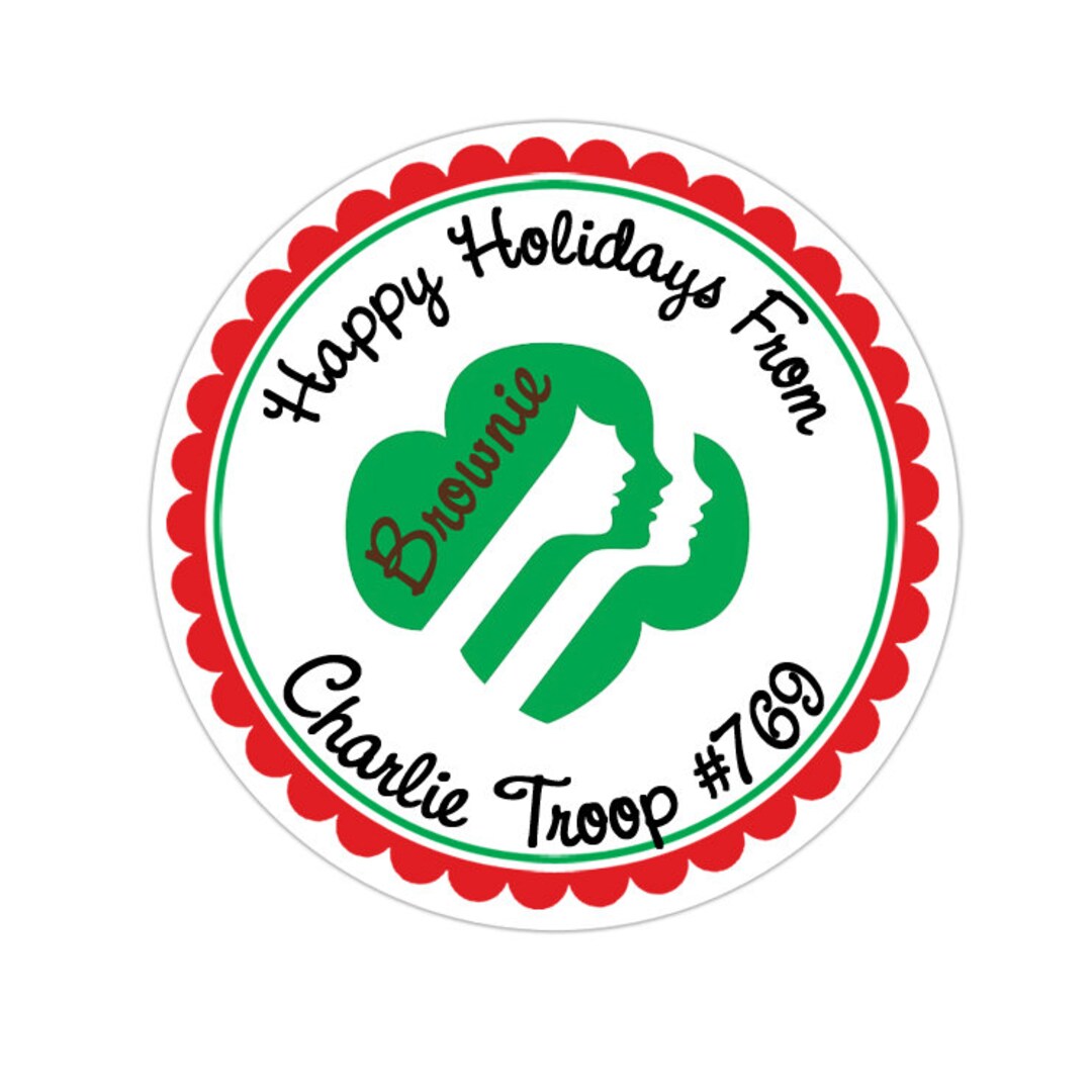 Personalized Holiday Girl Scout Stickers, Christmas Gift Stickers ...