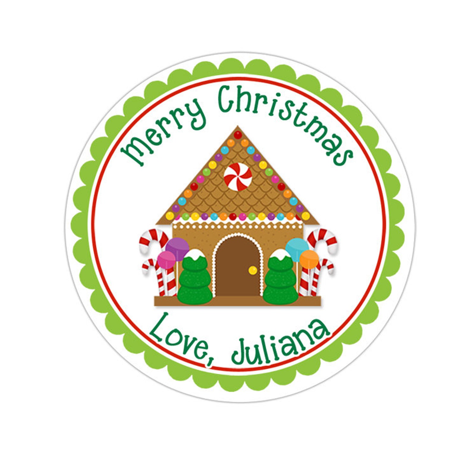 Personalized Christmas Stickers Gingerbread House Christmas - Etsy