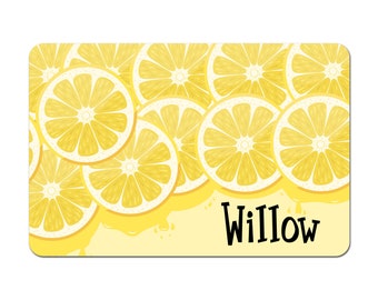 Personalized Pet Bowl Mat, Pet Food Mat, Pet Bowl Mat, Pet Food Placemat, Dog Placemat, Cat Placemat - Lemons