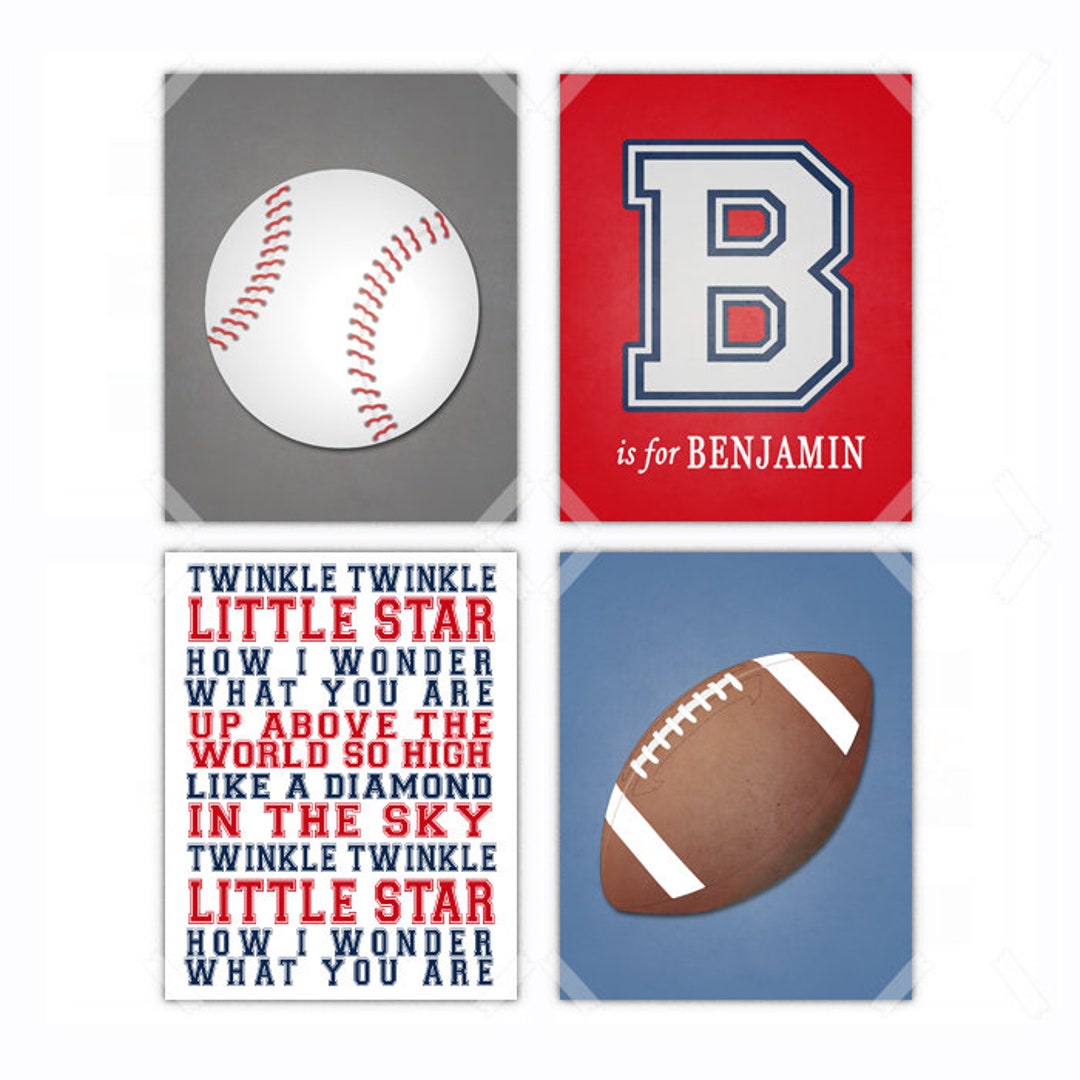 Personalized Sports Nursery Wall Art Kids Room Decor Nursery Etsy