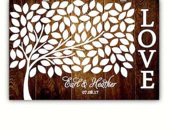 Personalized Wedding Tree Guest Book Alternative, Wedding Tree Guest Book Alternative Print, Framed or Canvas, 100 Signatures