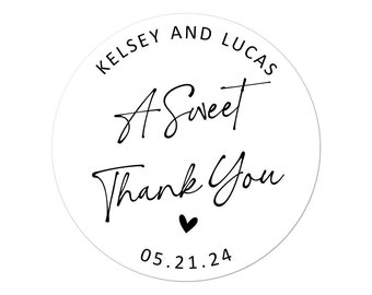 A Sweet Thank You Labels, A Sweet Thank You Stickers, Custom Favor Labels, Minimalist Thank You Favor Stickers