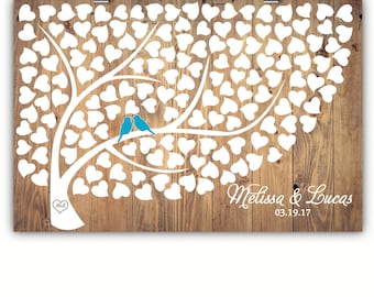 Personalized Wedding Heart Tree Guest Book Alternative, Wedding Tree Guest Book Alternative Print, Framed or Canvas, 150 Signatures