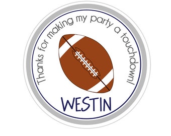 Football Stickers, Football Birthday Party, Football Party Stickers, Personalized Customized Birthday Party Favor Thank You Stickers