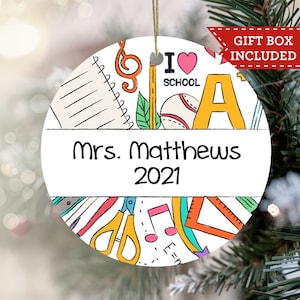 Personalized Teacher Christmas Ornament, Thank You Teacher Gift, Thank You Teacher Ornament, Teacher Christmas Gift - School Supplies