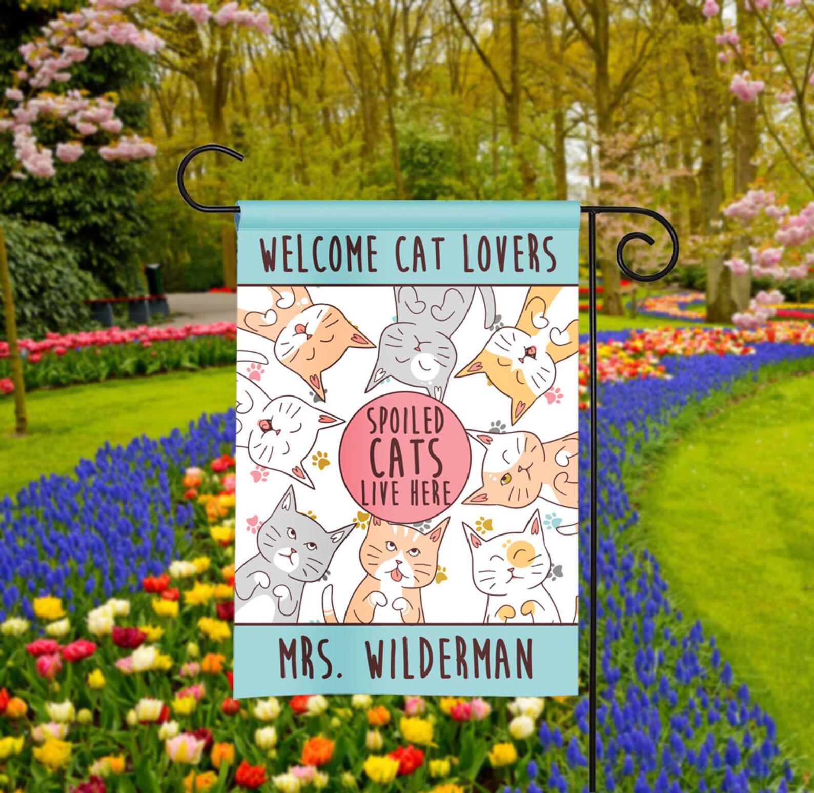 Personalized Cat Garden Flag Cat Flag Yard Flag Etsy