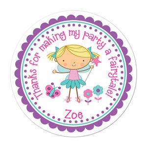 Garden Fairy Stickers, Fairy Birthday Party, Fairy Party Stickers, Personalized and Customized Birthday Party Favor Thank You Stickers