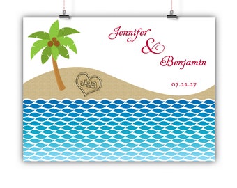 Personalized Wedding Guest Book Alternative, Beach Guest Book Alternative Print, Framed or Canvas - 50-200 Signatures