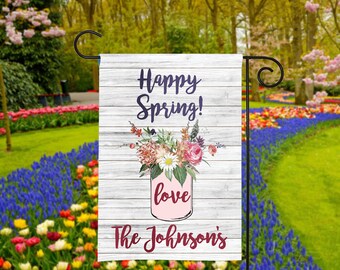 Gartenflagge "Welcome Spring Summer" Mit Labrador & Schmetterling – Doppelseitig