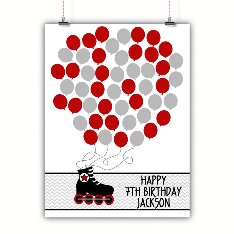 50 Signatures Roller Skate Guest Book Alternative Print Personalized Birthday Guest Book Alternative Framed or Canvas