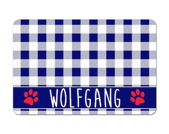 Personalized Pet Placemat, Pet Food Placemat, Pet Food Mat, Pet Bowl Mat, Dog Placemat, Cat Placemat - Blue Buffalo Plaid