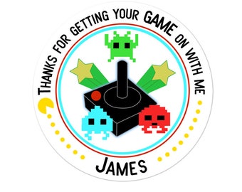 Video Game Stickers, Video Game Birthday Party, Video Game Party Stickers, Personalized Customized Birthday Party Favor Thank You Stickers