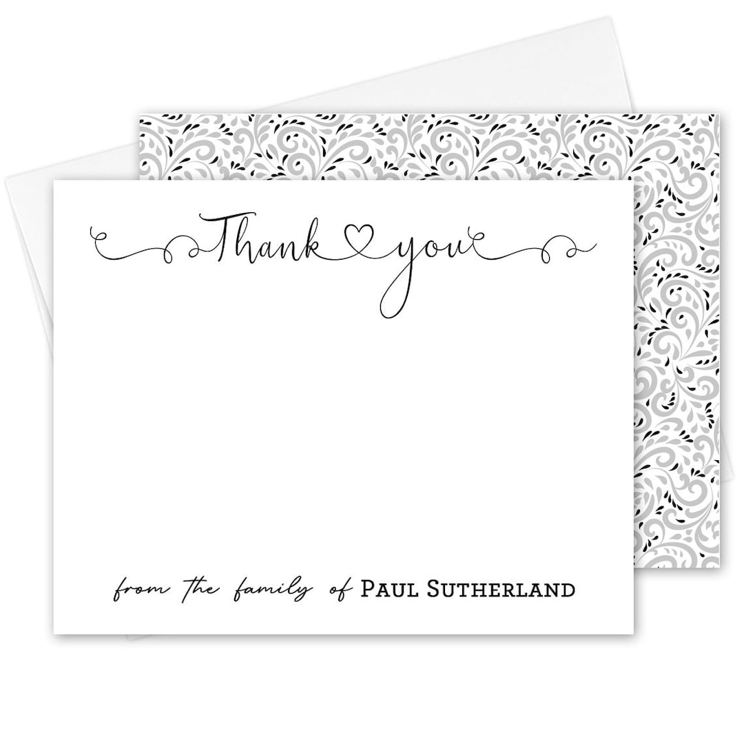 Personalized Funeral Thank You Notes, Funeral Thank You Stationery