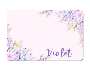 Personalized Pet Food Placemat, Pet Food Mat, Pet Bowl Mat, Dog Placemat, Cat Placemat - Pastel Floral