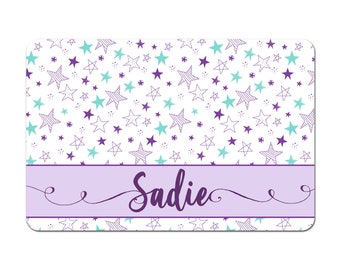Personalized Pet Placemat, Pet Food Placemat, Dog Placemat, Pet Food Mat, Pet Bowl Mat, Cat Placemat - Stars - You Choose Colors