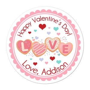 Valentine&#39;s Day Stickers, Personalized Love Cookies Valentines Stickers, Valentine Labels, Valentines Day Favor Stickers