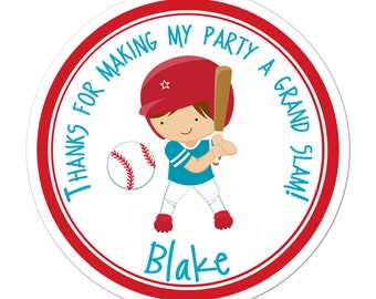 Baseball Stickers, Baseball Birthday Party, Baseball Party Stickers, Custom Baseball Player 2 Stickers