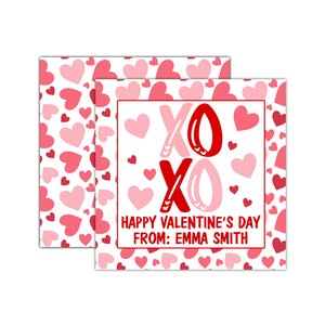 Personalized Valentines Day Tags, XOXO Valentine Cards, XOXO Valentine Gift Tags, Valentine Enclosure Cards
