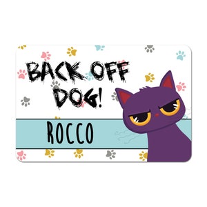 Personalized Cat Food Placemat, Cat Food Mat, Cat Bowl Mat, Cat Placemat - Funny Cat Placemat, Back Off Dog!