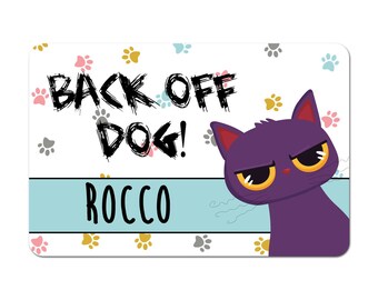 Personalized Cat Food Placemat, Cat Food Mat, Cat Bowl Mat, Cat Placemat - Funny Cat Placemat, Back Off Dog!
