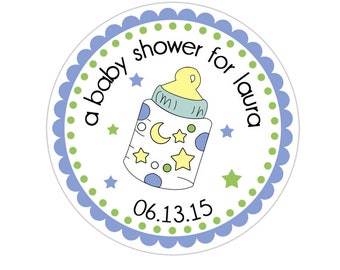 Baby Shower Stickers, Baby Bottle Stickers, Personalized Baby Shower Thank You Stickers, Baby Shower Party Favor Labels