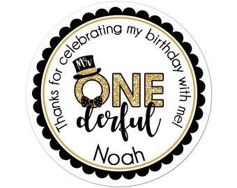 Personalized Mr Onederful Stickers, Mr Onederful Birthday Party Favor Stickers, First Birthday Stickers, 1st Birthday