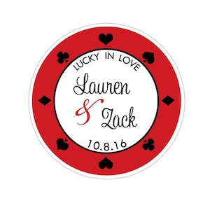 Poker Chip Personalized Wedding Favor Stickers, Thank You Wedding Stickers, Personalized Wedding Labels, Custom Wedding