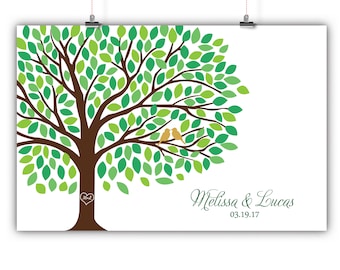 Personalized Wedding Tree Guest Book Alternative, Wedding Tree Guest Book Alternative Print, Framed or Canvas, 200 Signatures