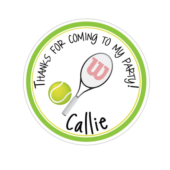 Tennis Stickers, Tennis Birthday Party, Tennis Party Stickers, Personalized Customized Birthday Party Favor Thank You Stickers
