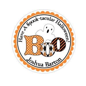 Personalized Halloween Stickers, Halloween Boo Ghost Stickers, Halloween Labels, Customized Halloween Favor Stickers