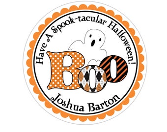Personalized Halloween Stickers, Halloween Boo Ghost Stickers, Halloween Labels, Customized Halloween Favor Stickers