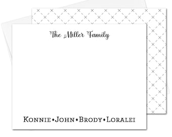 Personalized Stationery, Family Personalized Stationary Set, Personalized Notecards, Womens Note cards, Thank You Notecard - Minimalist
