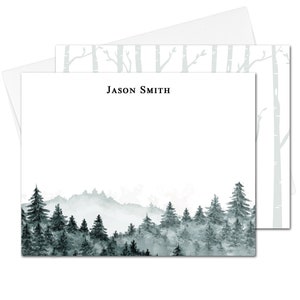 Nature Personalized Stationery Set, Men&#39;s Notecards, Monogram Note cards, Office Gift for Him