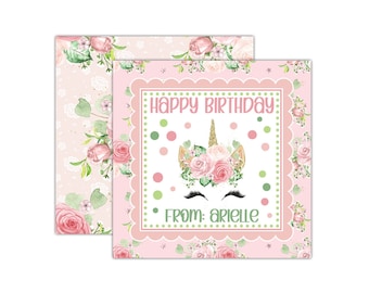 Personalized Unicorn Gift Tags, Unicorn Birthday Tags, Happy Birthday Gift Tag, Happy Birthday Cards