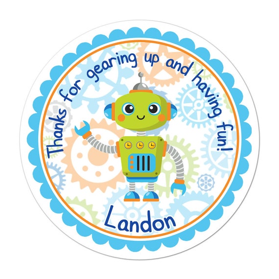 Personalized Robot Stickers, Robot Birthday Party, Robot Party Favor  Stickers, Customized Birthday Party Favor Thank You Stickers 