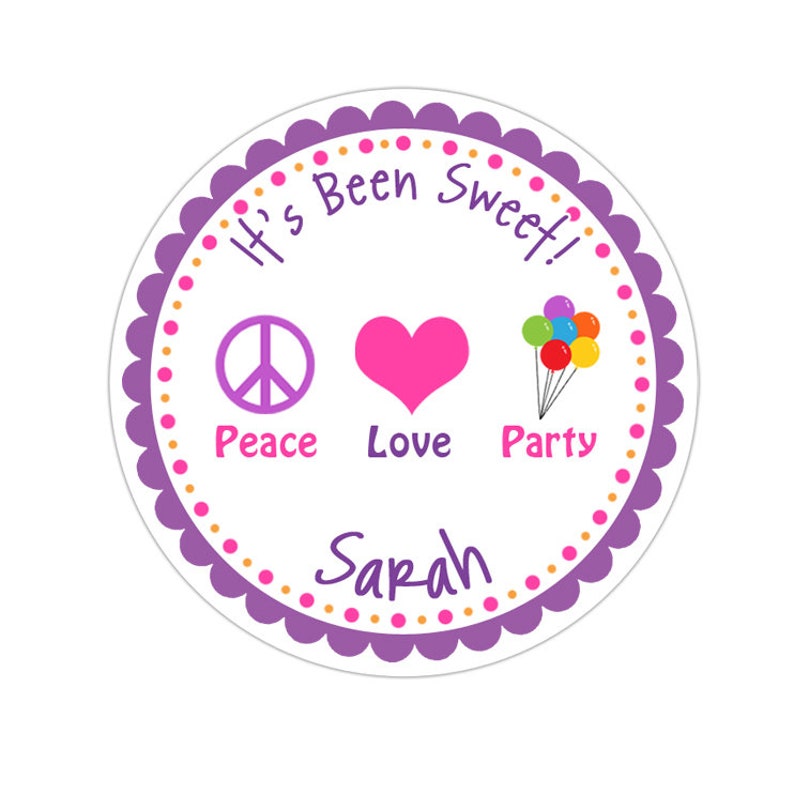 Peace Sign Party Peace Sign Stickers, 70s Birthday Party, Hippie Party Stickers ...