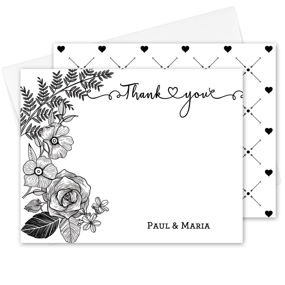 Wedding Thank You Personalized Stationery, Floral Stationary Set ...