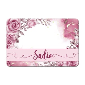 Personalized Pet Food Placemat, Pet Food Mat, Pet Bowl Mat, Dog Placemat, Cat Placemat - Pink Watercolor Roses