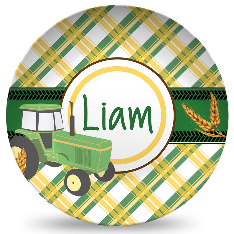 Kids Tractor Plate Set Personalized Plate Set Personalized Etsy